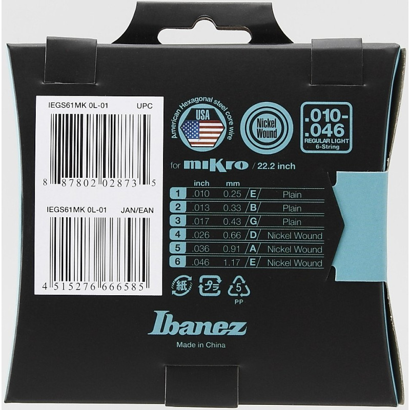 Ibanez IEGS61MK String Set for 6 String E-Guitar - Mikro Scale