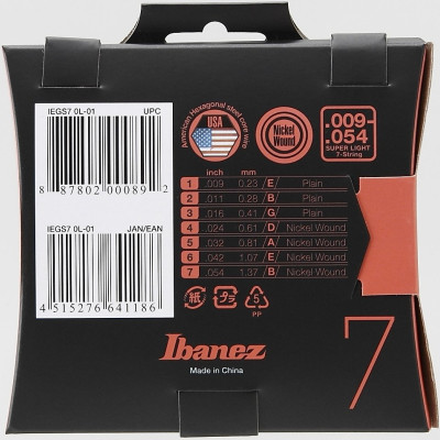 Ibanez IEGS7 String Set for 7 String E-Guitar - Super Light