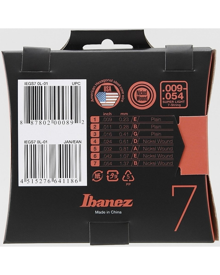 Ibanez IEGS7 String Set for 7 String E-Guitar - Super Light