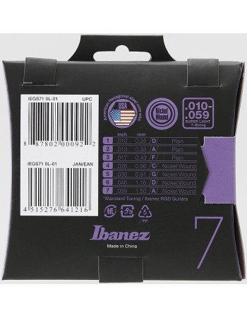 Ibanez IEGS71 String Set for 7 String E-Guitar - Regular Light