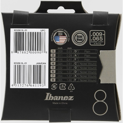 Ibanez IEGS8 String Set for 8 String E-Guitar - Super Light