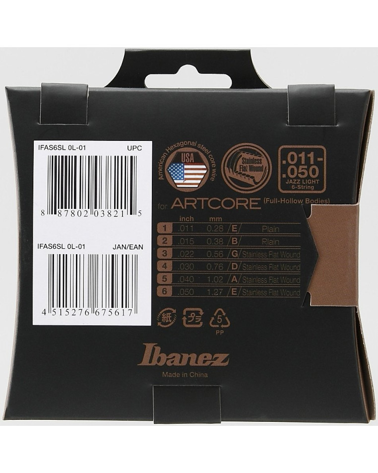 Ibanez IFAS6SL String Set for Artcore 6 String E-Guitar - Jazz Light
