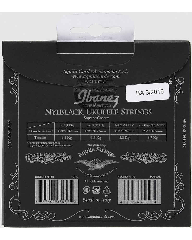 Ibanez NBUKS4 String Set for 4 String Soprano/Concert Ukulele by Aquila