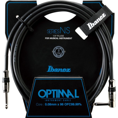 Ibanez NS10L NS Series Guitar instrument cable - Straight / Right Angle - male - male, black - 3,05 m / 10 ft
