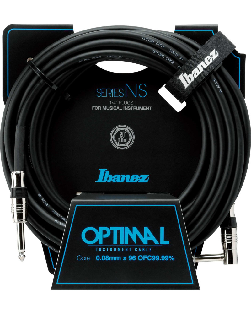 Ibanez NS20L NS Series Guitar instrument cable - Straight / Right Angle - male - male, black - 6,10 m / 20 ft