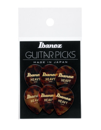 Ibanez PCE9H-SH Celluloid Picks 6 pcs - Yellow Brown Marbled