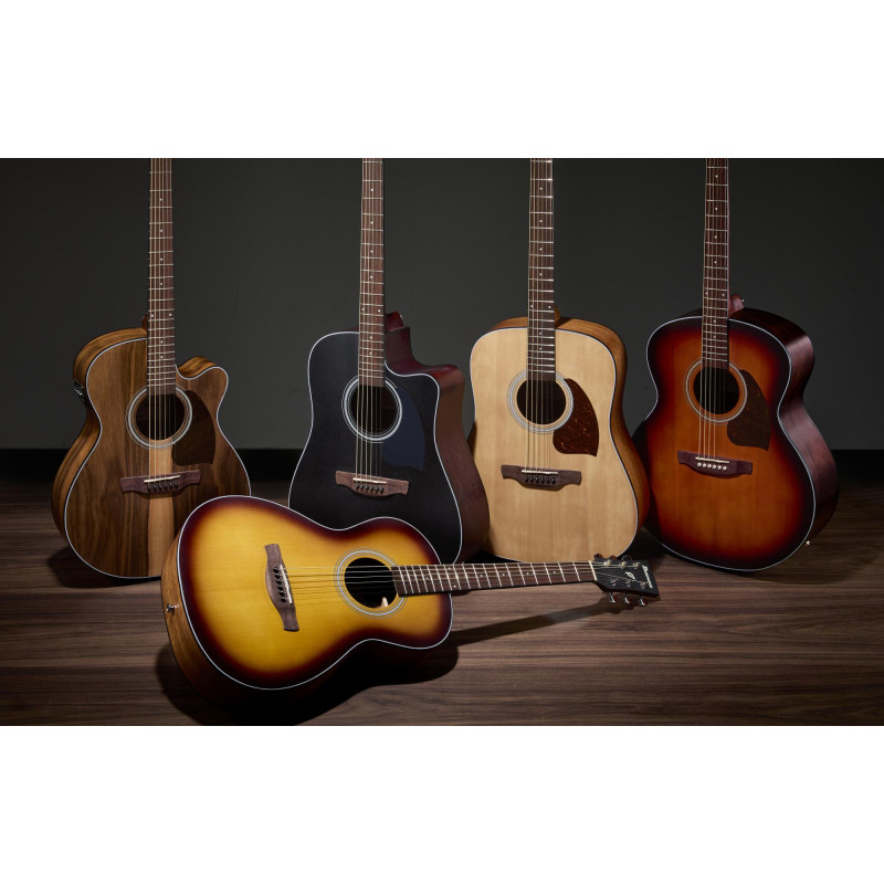 Ibanez PJ50E-OAH PJ Acoustic Guitar 6-String - OP Vintage Amber Sunburst Top, Open Pore Natural Back & Sides