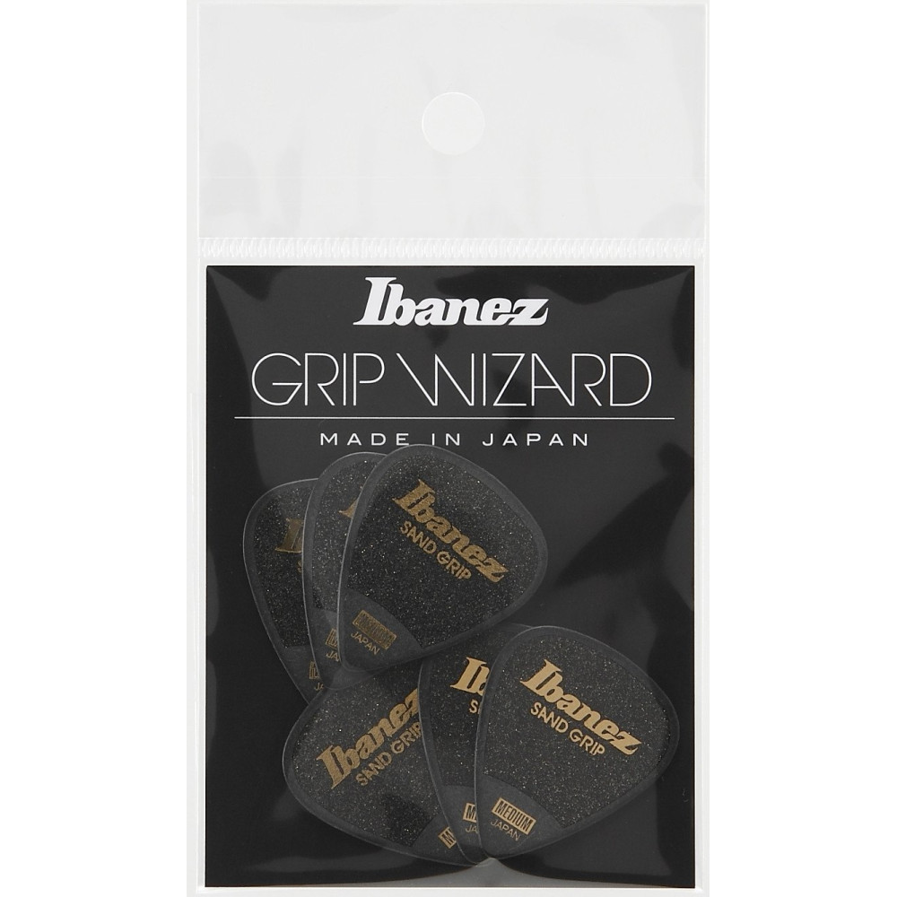 Ibanez PPA14MSG-BK Grip Wizard Series Sand Grip Flat Picks - 6 pcs