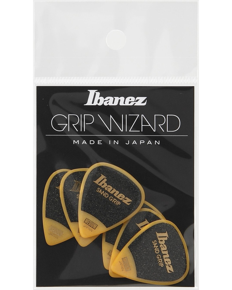 Ibanez PPA14MSG-YE Grip Wizard Series Sand Grip Flat Picks - 6 pcs