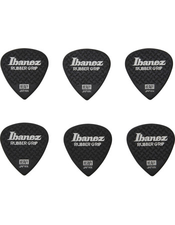Ibanez PPA16HRG-BK Grip Wizard Series Rubber Grip Flat Pick - 6 pcs