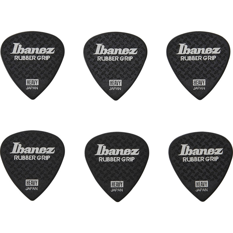 Ibanez PPA16HRG-BK Grip Wizard Series Rubber Grip Flat Pick - 6 pcs