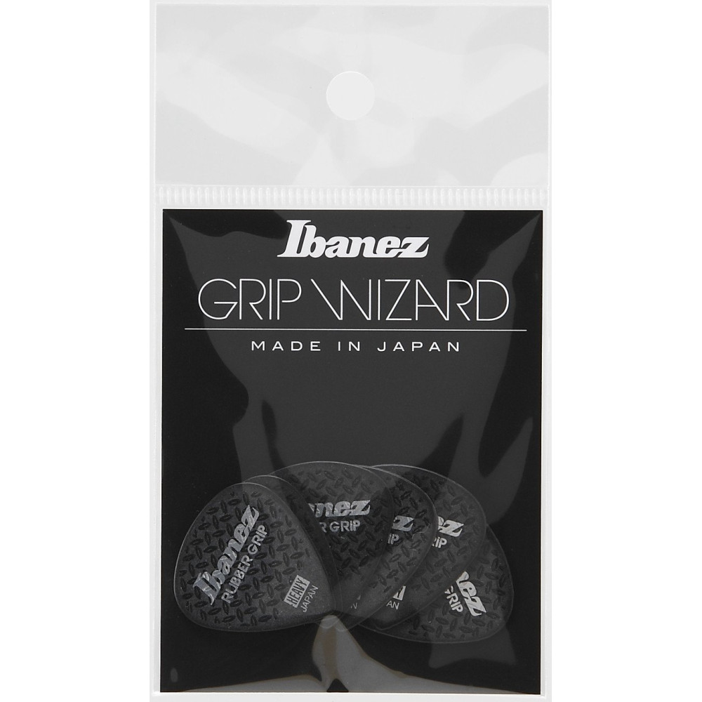 Ibanez PPA16HRG-BK Grip Wizard Series Rubber Grip Flat Pick - 6 pcs