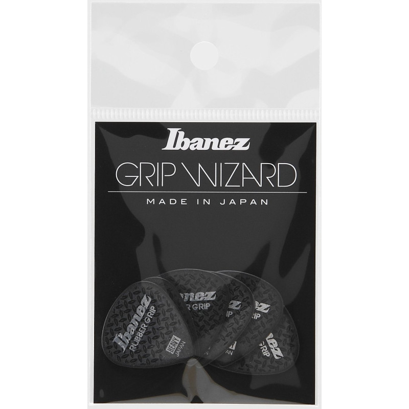 Ibanez PPA16HRG-BK Grip Wizard Series Rubber Grip Flat Pick - 6 pcs