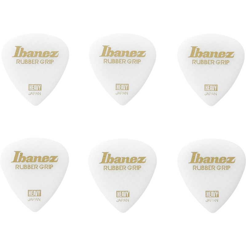 Ibanez PPA16HRG-WH Grip Wizard Series Rubber Grip Flat Pick - 6 pcs