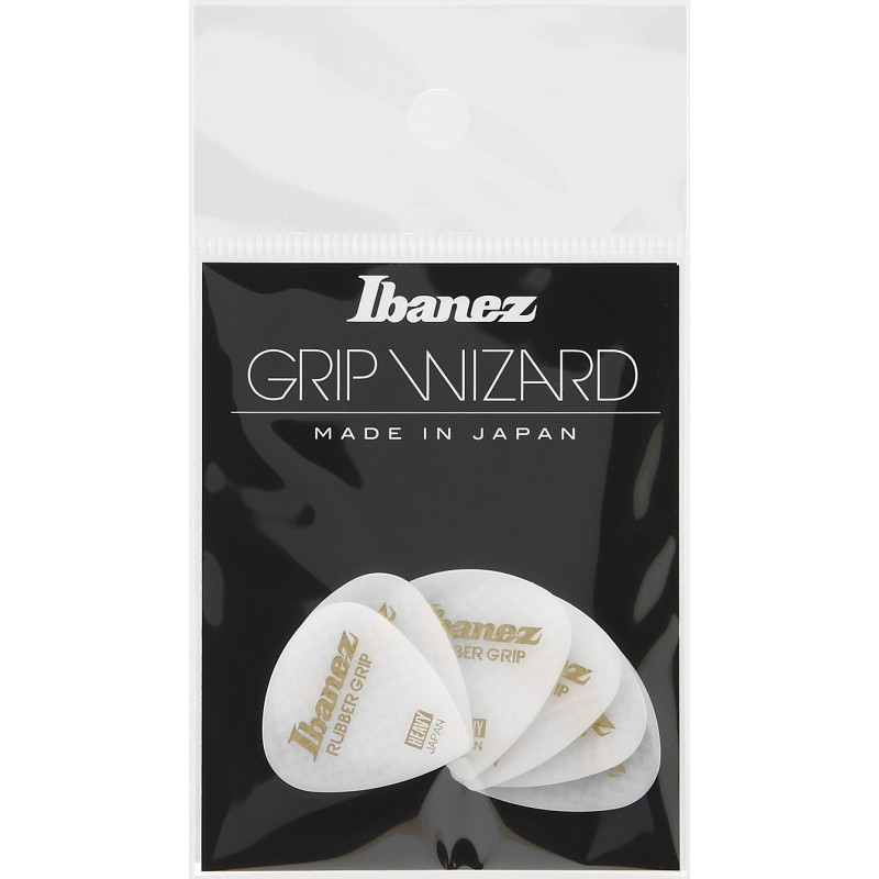 Ibanez PPA16HRG-WH Grip Wizard Series Rubber Grip Flat Pick - 6 pcs