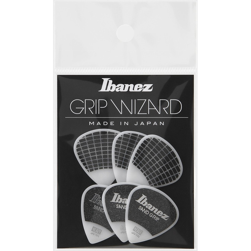 Ibanez PPA16HSG-WH Grip Wizard Series Sand Grip Flat Picks - 6 pcs