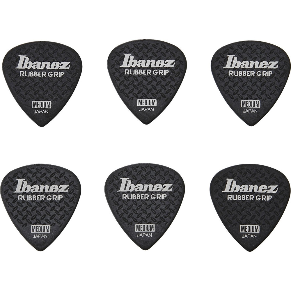 Ibanez PPA16MRG-BK Grip Wizard Series Rubber Grip Flat Pick - 6 pcs