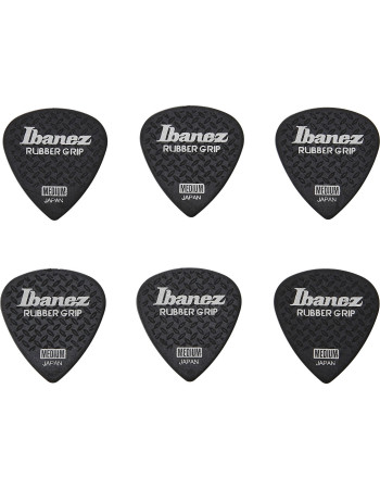 Ibanez PPA16MRG-BK Grip Wizard Series Rubber Grip Flat Pick - 6 pcs
