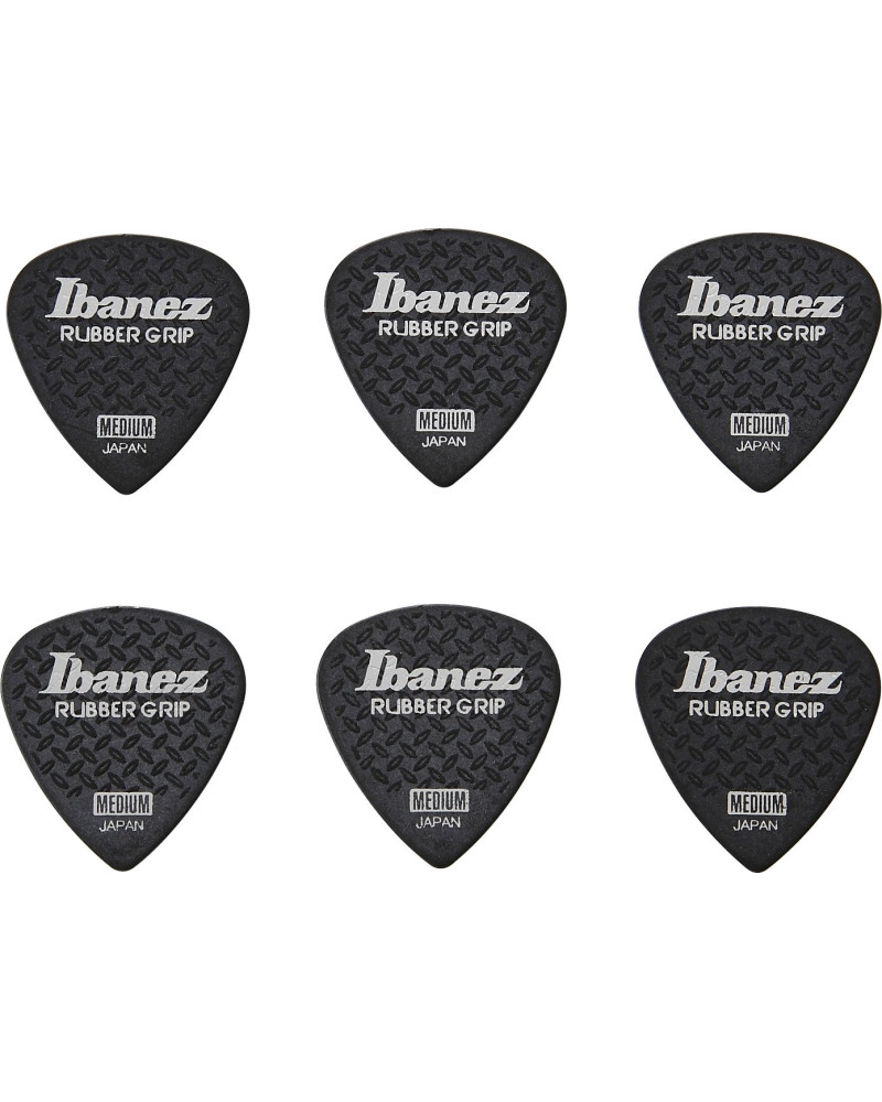 Ibanez PPA16MRG-BK Grip Wizard Series Rubber Grip Flat Pick - 6 pcs