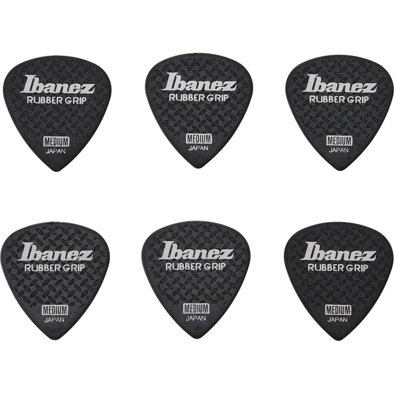 Ibanez PPA16MRG-BK Grip Wizard Series Rubber Grip Flat Pick - 6 pcs
