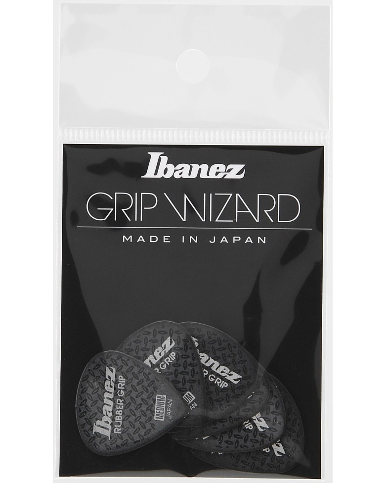 Ibanez PPA16MRG-BK Grip Wizard Series Rubber Grip Flat Pick - 6 pcs