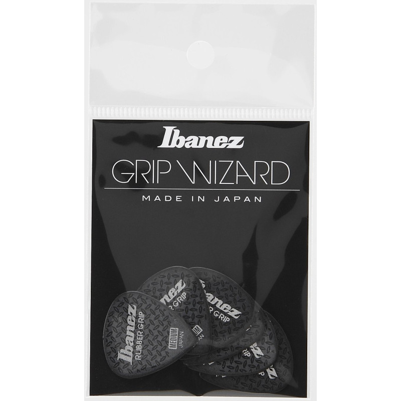Ibanez PPA16MRG-BK Grip Wizard Series Rubber Grip Flat Pick - 6 pcs