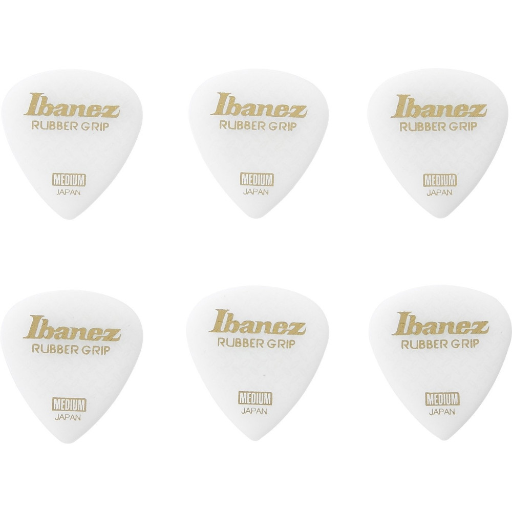 Ibanez PPA16MRG-WH Grip Wizard Series Rubber Grip Flat Pick - 6 pcs