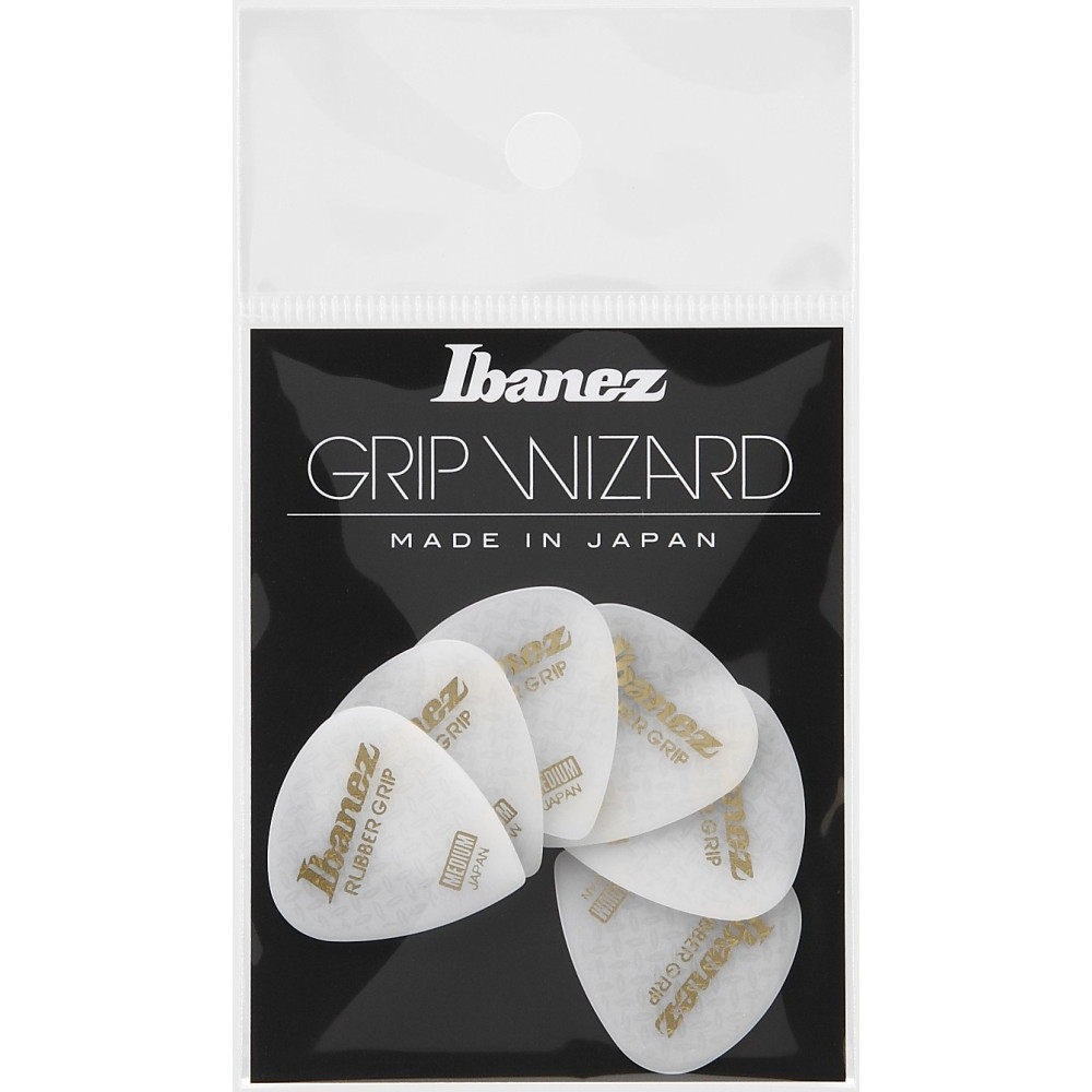 Ibanez PPA16MRG-WH Grip Wizard Series Rubber Grip Flat Pick - 6 pcs