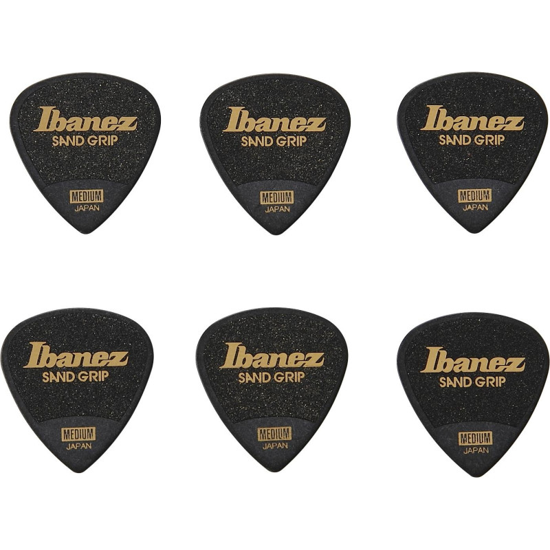 Ibanez PPA16MSG-BK Grip Wizard Series Sand Grip Flat Picks - 6 pcs