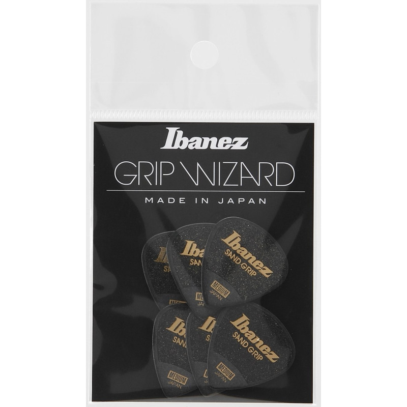 Ibanez PPA16MSG-BK Grip Wizard Series Sand Grip Flat Picks - 6 pcs