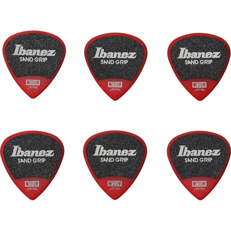 Ibanez PPA16MSG-RD Grip Wizard Series Sand Grip Flat Picks - 6 pcs