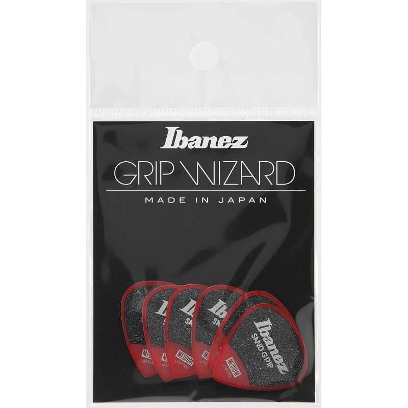 Ibanez PPA16MSG-RD Grip Wizard Series Sand Grip Flat Picks - 6 pcs