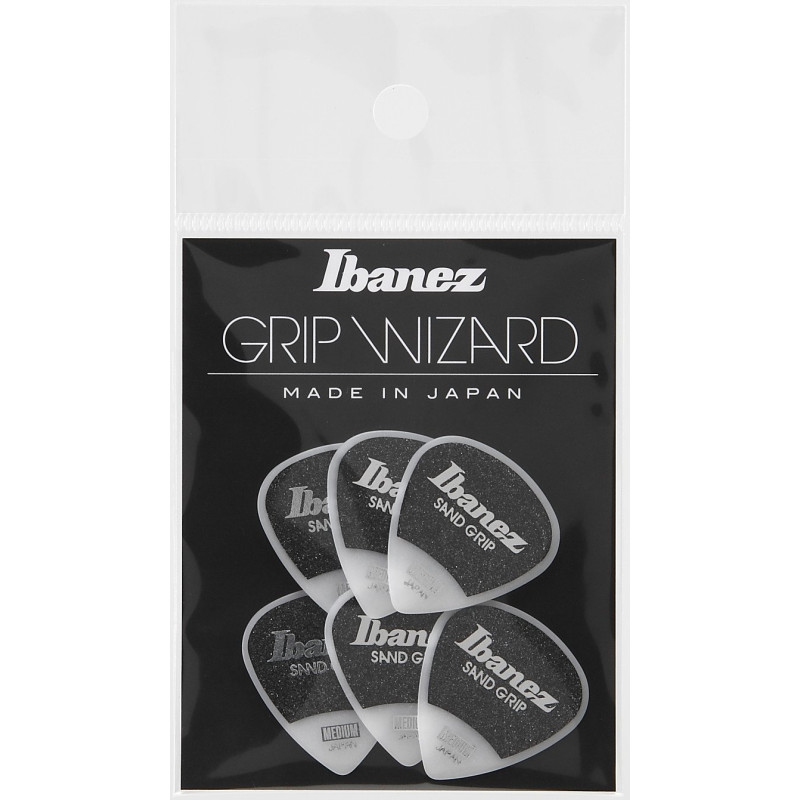Ibanez PPA16MSG-WH Grip Wizard Series Sand Grip Flat Picks - 6 pcs