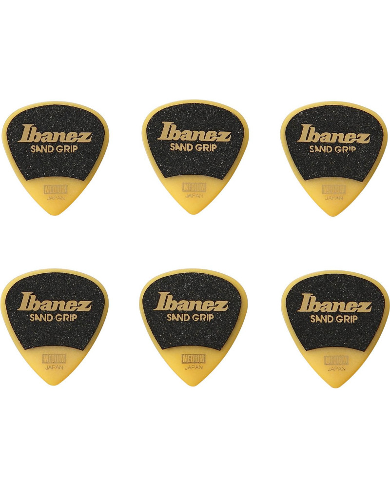 Ibanez PPA16MSG-YE Grip Wizard Series Sand Grip Flat Picks - 6 pcs