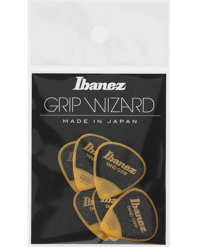 Ibanez PPA16MSG-YE Grip Wizard Series Sand Grip Flat Picks - 6 pcs