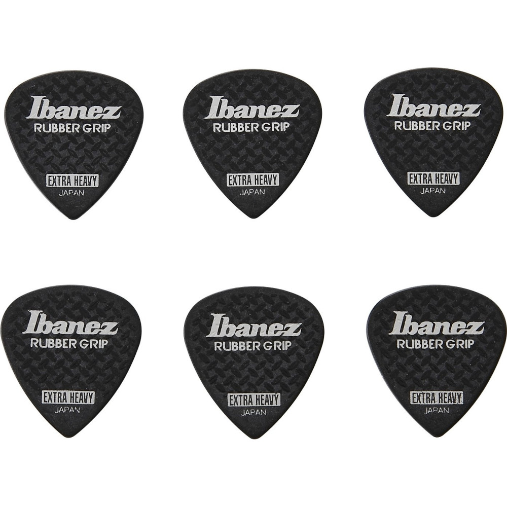 Ibanez PPA16XRG-BK Grip Wizard Series Rubber Grip Flat Pick - 6 pcs