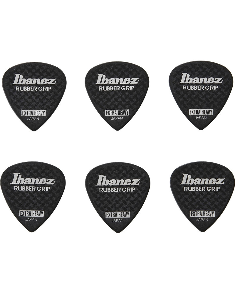 Ibanez PPA16XRG-BK Grip Wizard Series Rubber Grip Flat Pick - 6 pcs