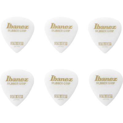Ibanez PPA16XRG-WH Grip Wizard Series Rubber Grip Flat Pick - 6 pcs