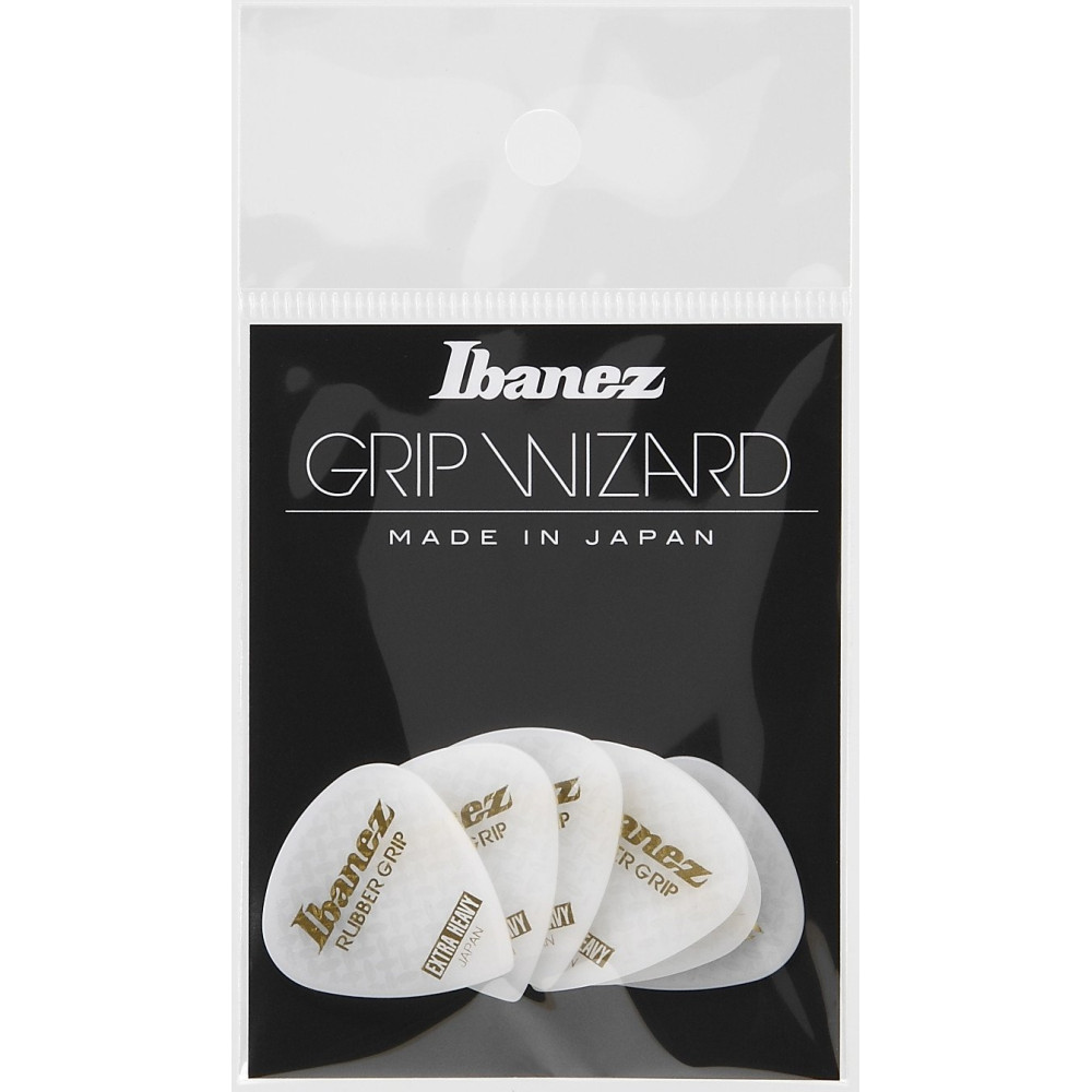 Ibanez PPA16XRG-WH Grip Wizard Series Rubber Grip Flat Pick - 6 pcs