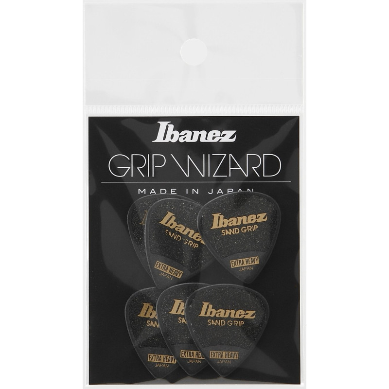 Ibanez PPA16XSG-BK Grip Wizard Series Sand Grip Flat Picks - 6 pcs