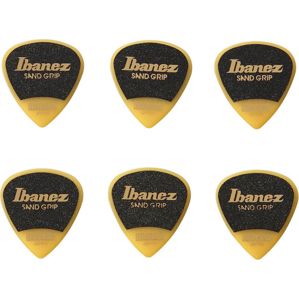 Ibanez PPA16XSG-YE Grip Wizard Series Sand Grip Flat Picks - 6 pcs