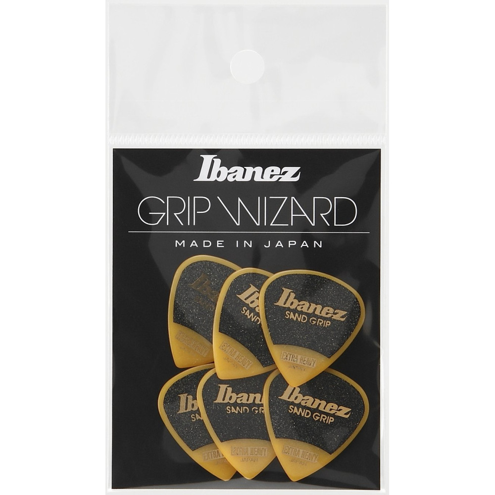 Ibanez PPA16XSG-YE Grip Wizard Series Sand Grip Flat Picks - 6 pcs