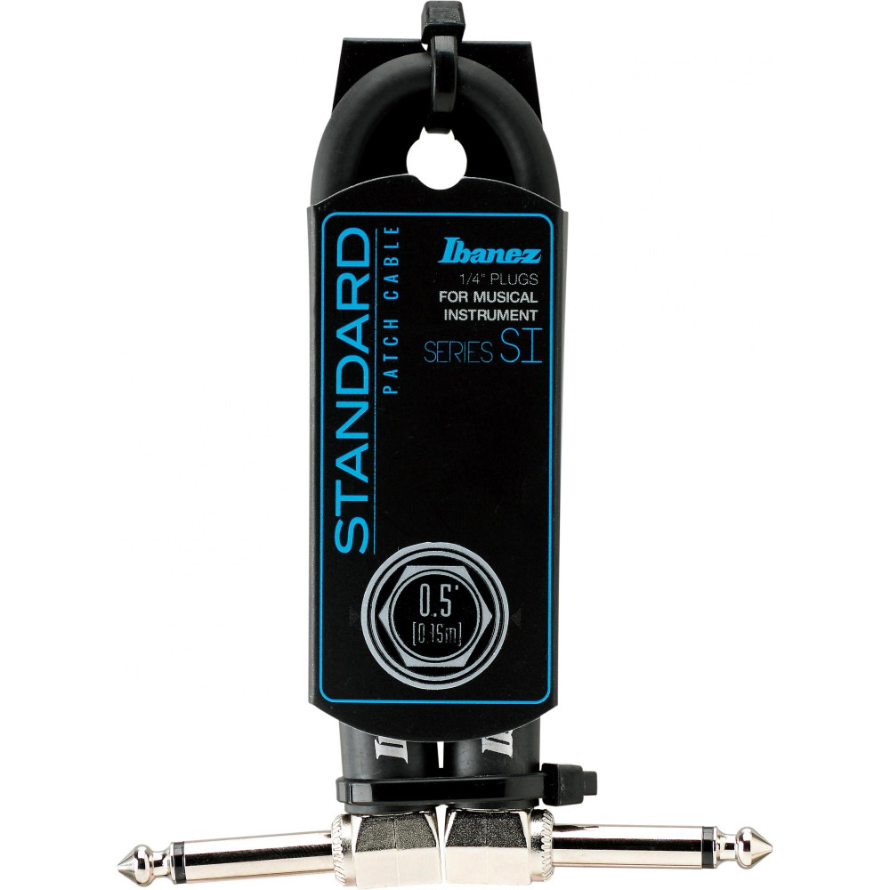 Ibanez SI05P SI Series (Standard) Guitar Instrument Cable -  2 Right Angle plugs Patch Cable - Male - Male, Black - 0,15