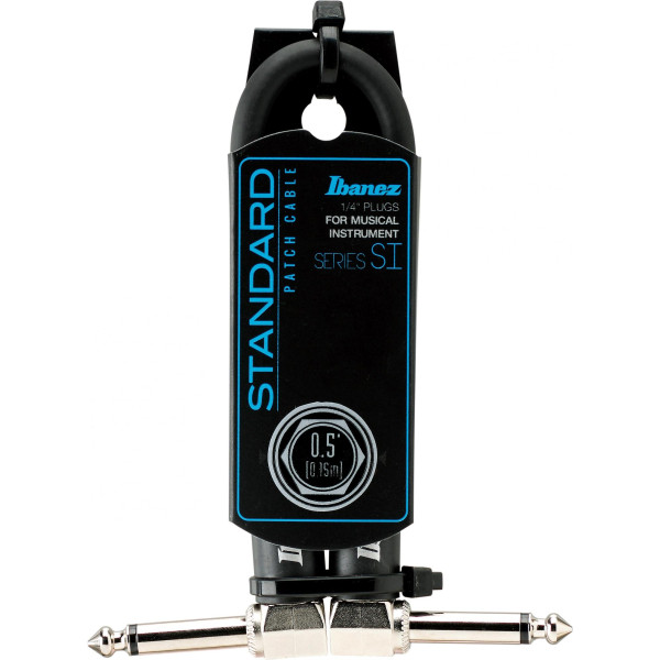 Ibanez SI05P SI Series (Standard) Guitar Instrument Cable -  2 Right Angle plugs Patch Cable - Male - Male, Black - 0,15