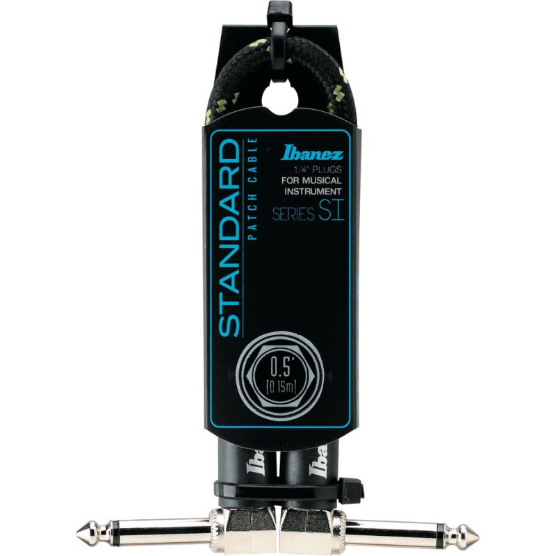 Ibanez SI05P-BG SI Series (Standard) Guitar Instrument Cable - Patch Cable 2 Right Angle Plug Woven - Male - Male, Black