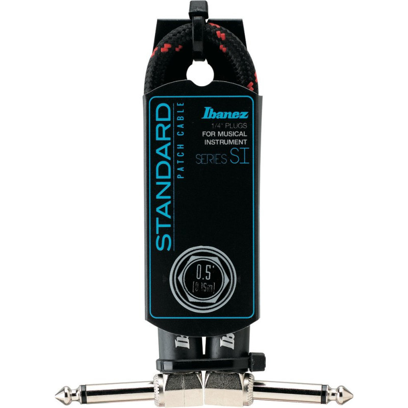 Ibanez SI05P-BW SI Series (Standard) Guitar Instrument Cable - Patch Cable 2 Right Angle Plug Woven - Male - Male, Black