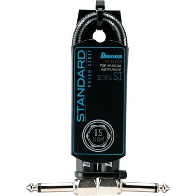 Ibanez SI05P-CCT SI Series (Standard) Guitar Instrument Cable - Patch Cable 2 Right Angle Plug Woven - Male - Male, Blac
