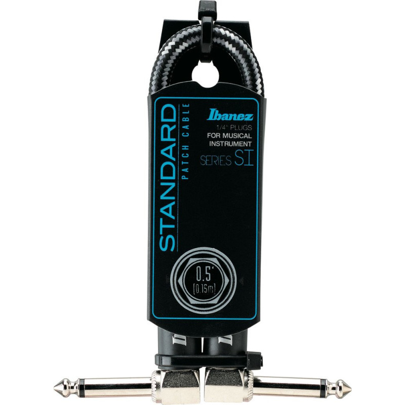 Ibanez SI05P-CCT SI Series (Standard) Guitar Instrument Cable - Patch Cable 2 Right Angle Plug Woven - Male - Male, Blac