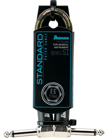 Ibanez SI05P-CGR SI Series (Standard) Guitar Instrument Cable - Patch Cable 2 Right Angle Plug Woven - Male - Male, Camo