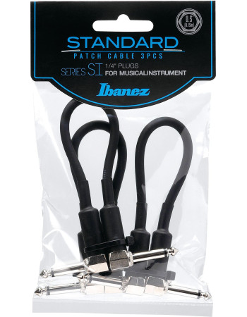 Ibanez SI05P3 SI Series (Standard) Guitar Instrument Cable - 2 Right Angle plugs 3pcs set Patch Cable - Male - Male, Bla